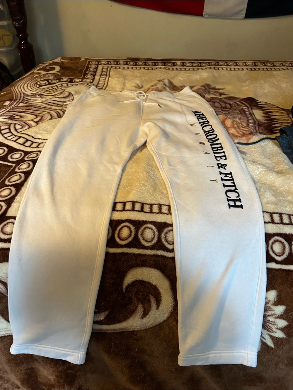 Abercrombie & Fitch Cream Sweat Joggers with Side Logo